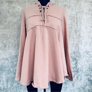 Altar'd State Blush Lace-Up poncho style Sweatshirt